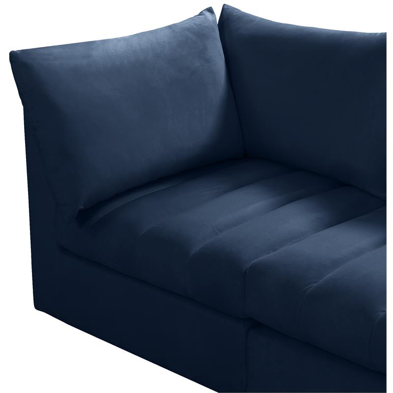 Bowery Hill Contemporary Deep Channel Tufted Soft Navy Velvet Modular Sofa