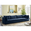 Bowery Hill Contemporary Deep Channel Tufted Soft Navy Velvet Modular Sofa