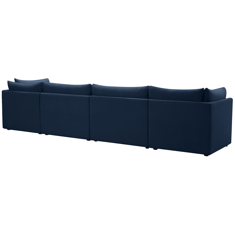 Bowery Hill Contemporary Deep Channel Tufted Soft Navy Velvet Modular Sofa