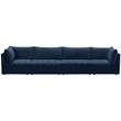 Bowery Hill Contemporary Deep Channel Tufted Soft Navy Velvet Modular Sofa