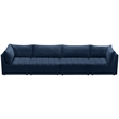 Bowery Hill Contemporary Deep Channel Tufted Soft Navy Velvet Modular Sofa