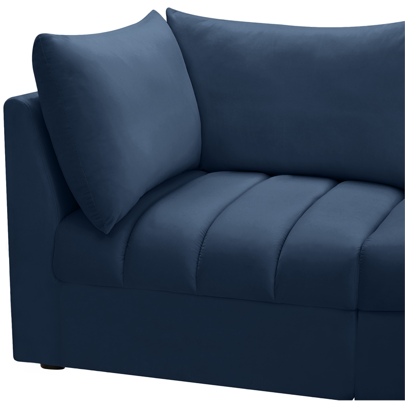 Bowery Hill Contemporary Deep Channel Tufted Soft Navy Velvet Modular Sofa