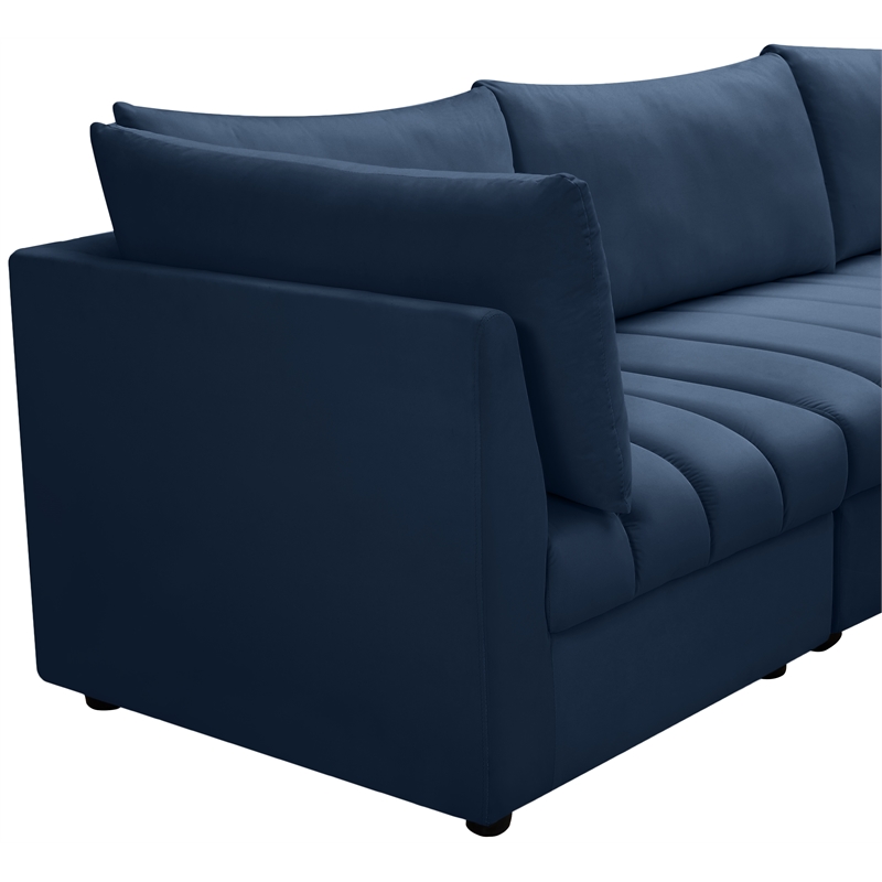 Bowery Hill Contemporary Deep Channel Tufted Soft Navy Velvet Modular Sofa