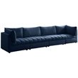 Bowery Hill Contemporary Deep Channel Tufted Soft Navy Velvet Modular Sofa