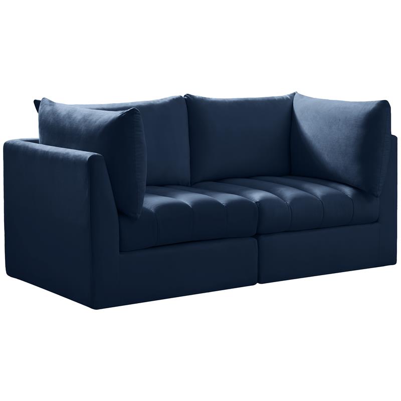 Bowery Hill Contemporary Deep Channel Tufted Soft Navy Velvet Modular Sofa