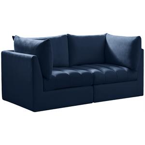 Bowery Hill Contemporary Deep Channel Tufted Soft Navy Velvet Modular Sofa
