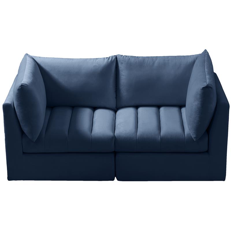 Bowery Hill Contemporary Deep Channel Tufted Soft Navy Velvet Modular Sofa