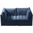 Bowery Hill Contemporary Deep Channel Tufted Soft Navy Velvet Modular Sofa