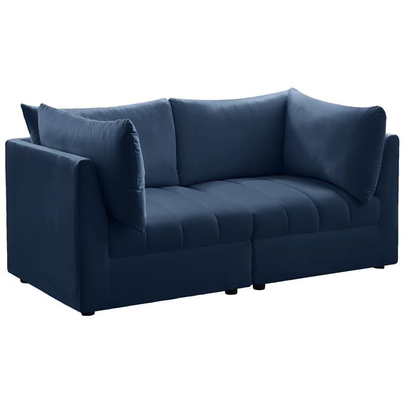 Bowery Hill Contemporary Deep Channel Tufted Soft Navy Velvet Modular Sofa