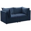 Bowery Hill Contemporary Deep Channel Tufted Soft Navy Velvet Modular Sofa