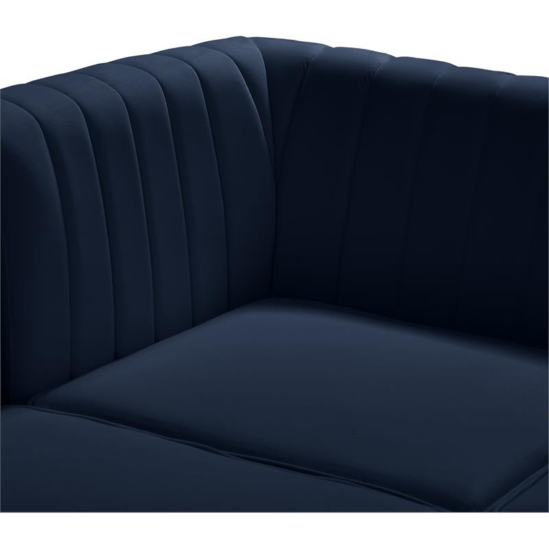 Bowery Hill Contemporary Deep Channel Tufted Soft Navy Velvet Modular Sofa