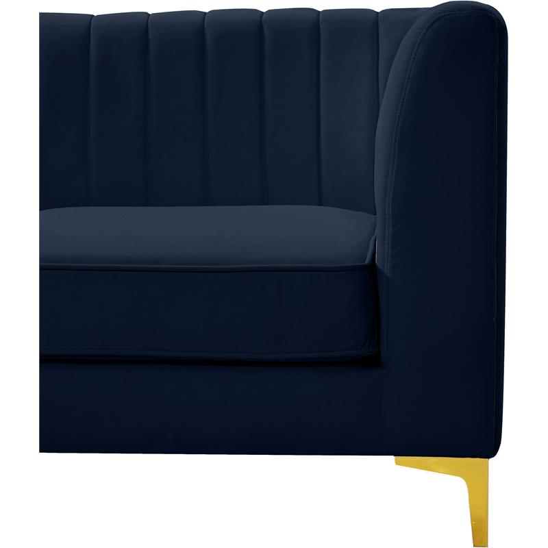 Bowery Hill Contemporary Deep Channel Tufted Soft Navy Velvet Modular Sofa