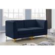 Bowery Hill Contemporary Deep Channel Tufted Soft Navy Velvet Modular Sofa