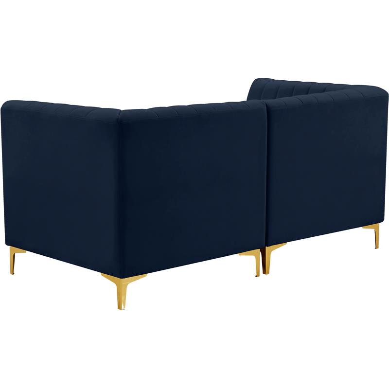 Bowery Hill Contemporary Deep Channel Tufted Soft Navy Velvet Modular Sofa