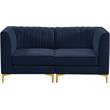Bowery Hill Contemporary Deep Channel Tufted Soft Navy Velvet Modular Sofa