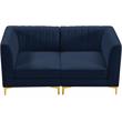 Bowery Hill Contemporary Deep Channel Tufted Soft Navy Velvet Modular Sofa