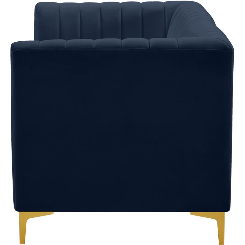 Bowery Hill Contemporary Deep Channel Tufted Soft Navy Velvet Modular Sofa