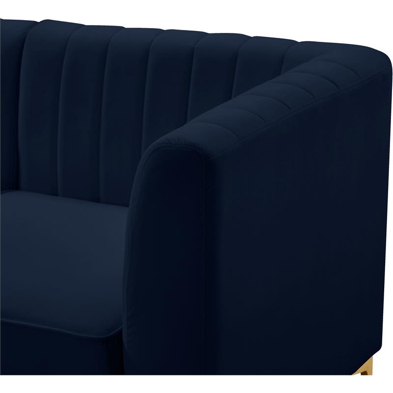 Bowery Hill Contemporary Deep Channel Tufted Soft Navy Velvet Modular Sofa