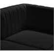 Bowery Hill Contemporary Deep Channel Tufted Soft Black Velvet Armless Chair
