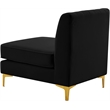 Bowery Hill Contemporary Deep Channel Tufted Soft Black Velvet Armless Chair