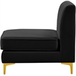Bowery Hill Contemporary Deep Channel Tufted Soft Black Velvet Armless Chair