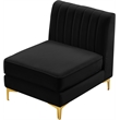 Bowery Hill Contemporary Deep Channel Tufted Soft Black Velvet Armless Chair
