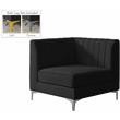 Bowery Hill Contemporary Deep Channel Tufted Soft Black Velvet Corner Chair