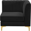 Bowery Hill Contemporary Deep Channel Tufted Soft Black Velvet Corner Chair