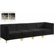 Bowery Hill Contemporary Deep Channel Tufted Soft Black Velvet Modular Sofa