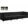 Bowery Hill Contemporary Deep Channel Tufted Soft Black Velvet Modular Sofa