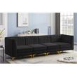 Bowery Hill Contemporary Deep Channel Tufted Soft Black Velvet Modular Sofa
