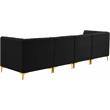 Bowery Hill Contemporary Deep Channel Tufted Soft Black Velvet Modular Sofa