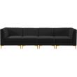 Bowery Hill Contemporary Deep Channel Tufted Soft Black Velvet Modular Sofa