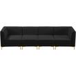 Bowery Hill Contemporary Deep Channel Tufted Soft Black Velvet Modular Sofa
