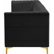 Bowery Hill Contemporary Deep Channel Tufted Soft Black Velvet Modular Sofa