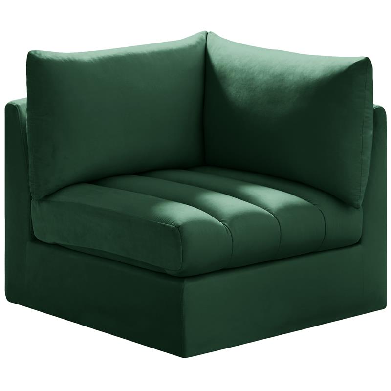 Bowery Hill Contemporary Deep Channel Tufted Soft Green Velvet Corner