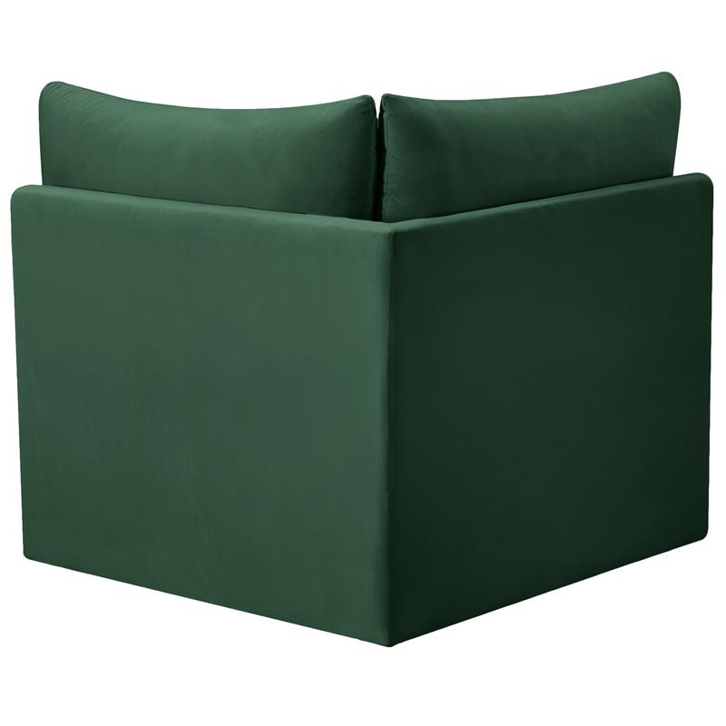 Bowery Hill Contemporary Deep Channel Tufted Soft Green Velvet Corner