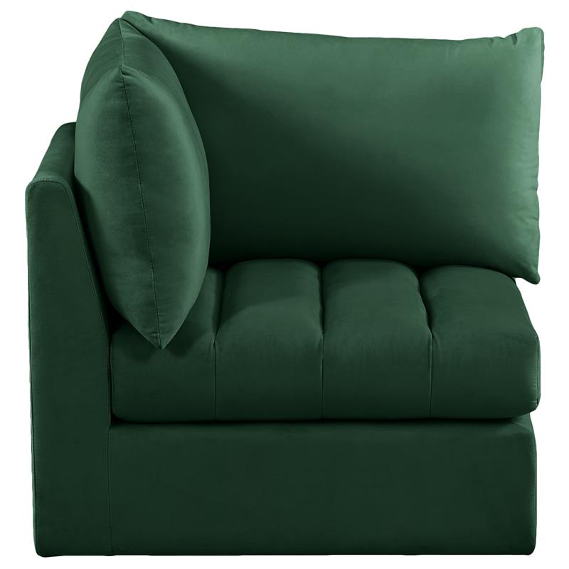 Bowery Hill Contemporary Deep Channel Tufted Soft Green Velvet Corner
