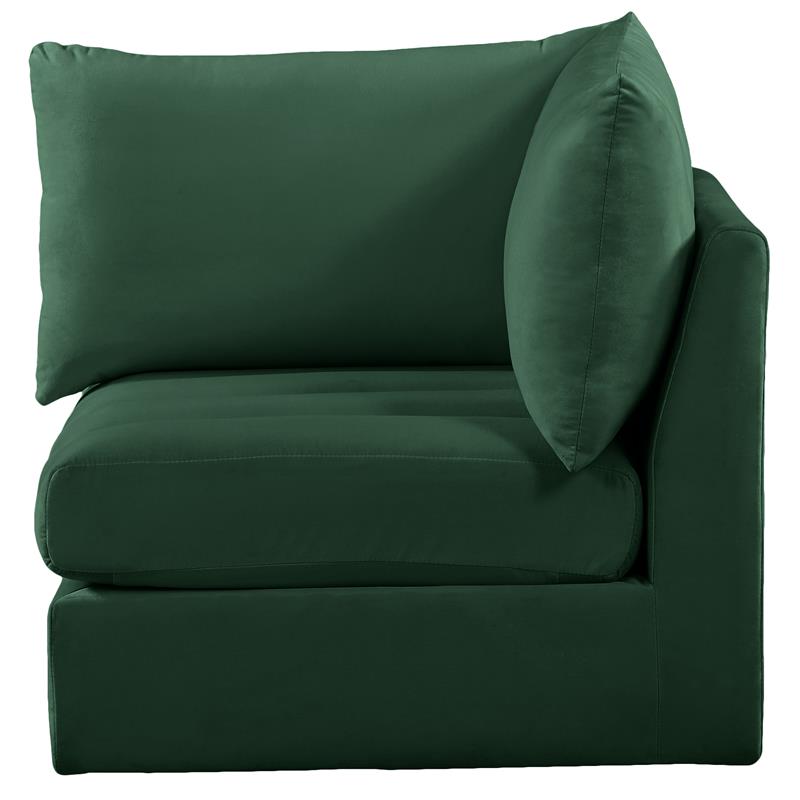 Bowery Hill Contemporary Deep Channel Tufted Soft Green Velvet Corner