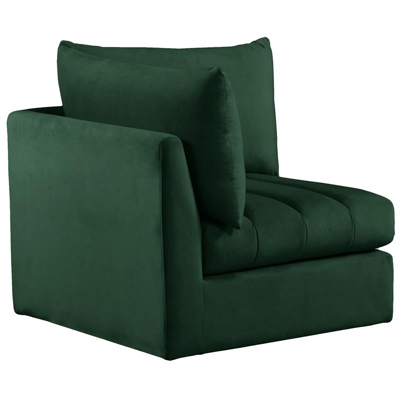 Bowery Hill Contemporary Deep Channel Tufted Soft Green Velvet Corner