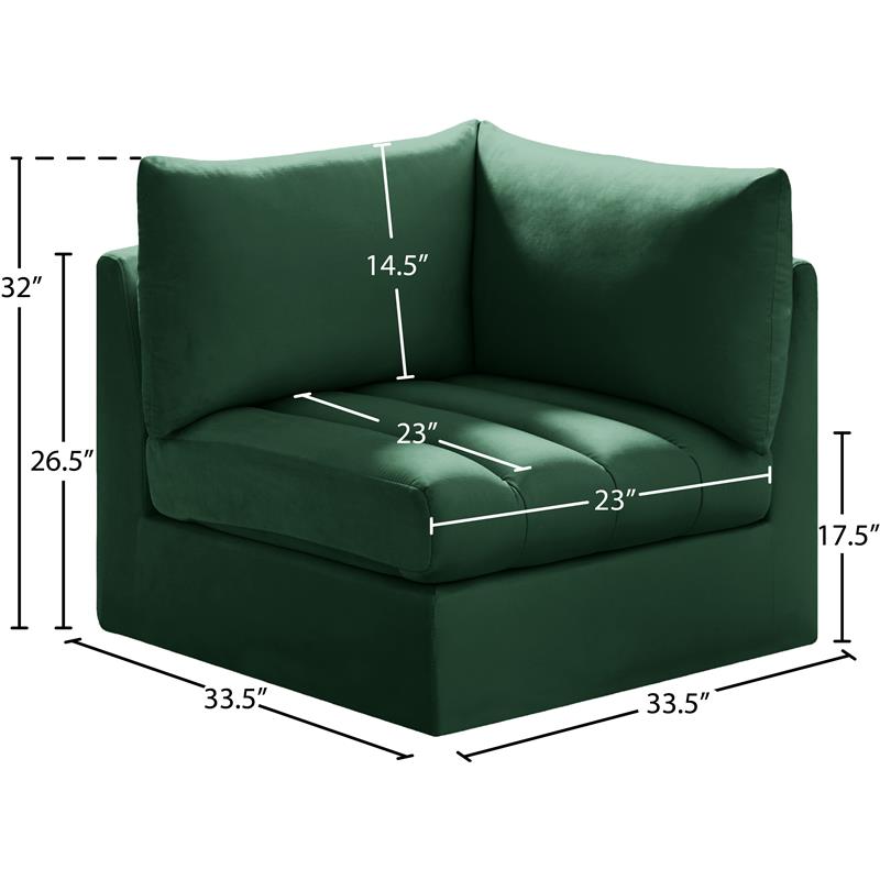 Bowery Hill Contemporary Deep Channel Tufted Soft Green Velvet Corner