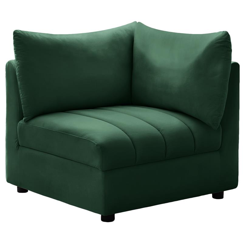 Bowery Hill Contemporary Deep Channel Tufted Soft Green Velvet Corner