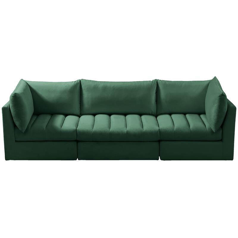 Bowery Hill Contemporary Deep Channel Tufted Soft Green Velvet Modular Sofa