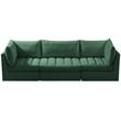 Bowery Hill Contemporary Deep Channel Tufted Soft Green Velvet Modular Sofa
