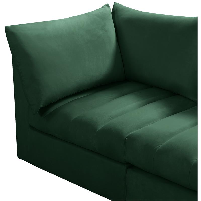 Bowery Hill Contemporary Deep Channel Tufted Soft Green Velvet Modular Sofa