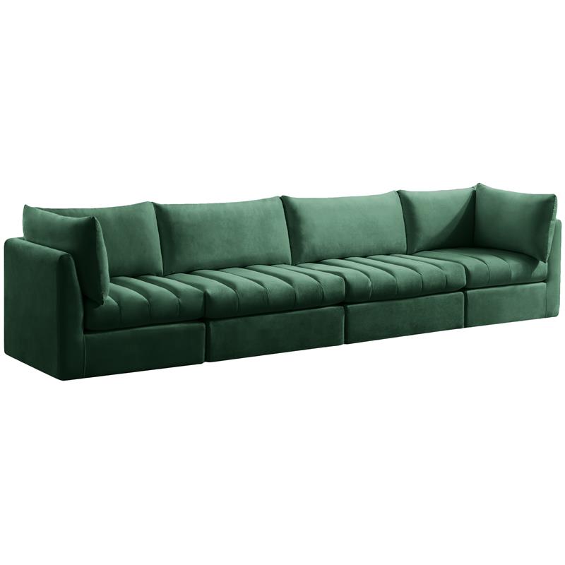 Bowery Hill Contemporary Deep Channel Tufted Soft Green Velvet Modular Sofa
