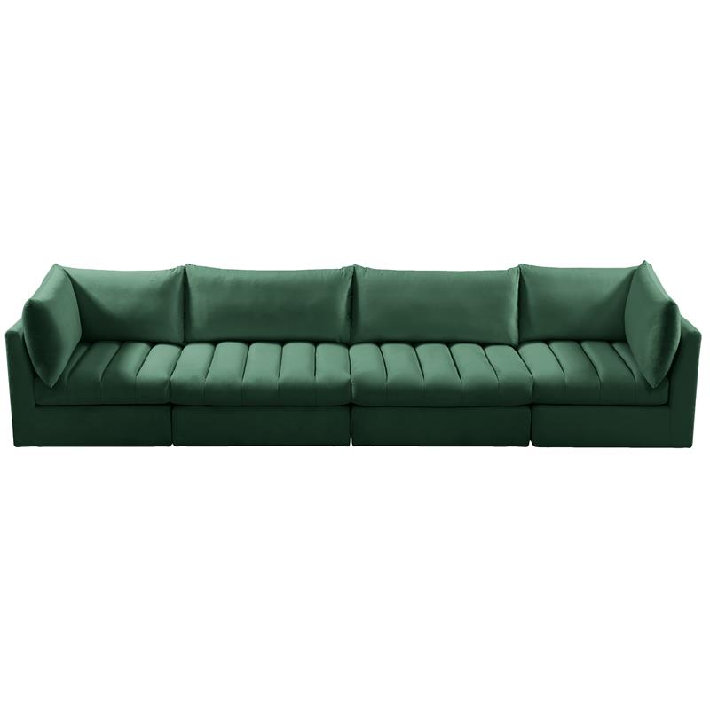 Bowery Hill Contemporary Deep Channel Tufted Soft Green Velvet Modular Sofa