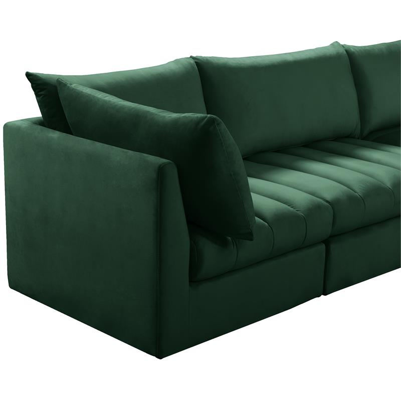 Bowery Hill Contemporary Deep Channel Tufted Soft Green Velvet Modular Sofa