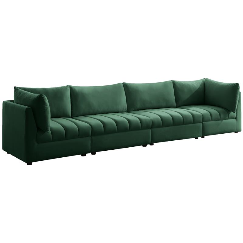 Bowery Hill Contemporary Deep Channel Tufted Soft Green Velvet Modular Sofa
