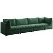 Bowery Hill Contemporary Deep Channel Tufted Soft Green Velvet Modular Sofa